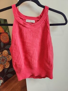 Active USA Hot Pink Ribbed Knit Tank